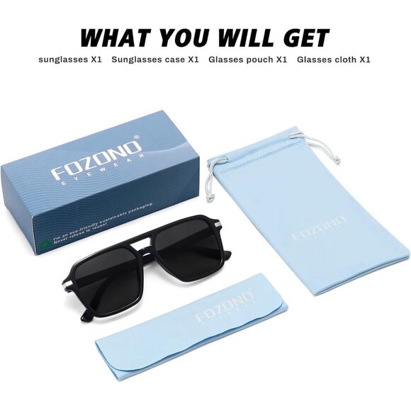 🆕Women Black Retro Trendy Classic Square Vintage Shade Double Bridge Sunglasses - Picture 3 of 7